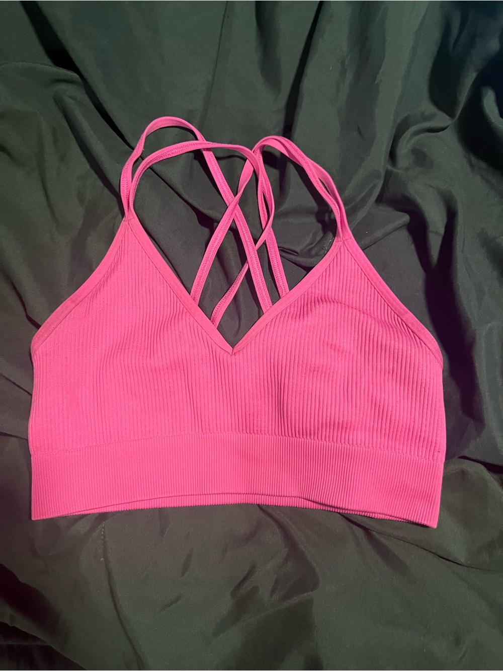aerie Hot Pink Ribbed Strappy Bralette